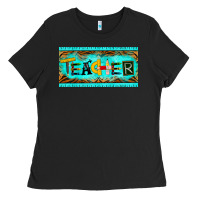Black teacher license plate Ladies Tee - BarkalooDesign