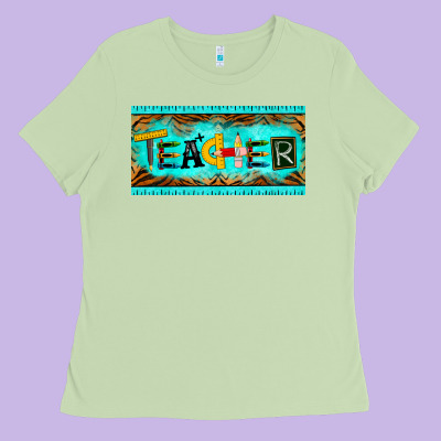 Teacher License Plate Ladies Tee Designed By Barkaloodesign