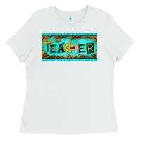 White teacher license plate Ladies Tee - BarkalooDesign