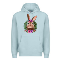 Blue Mist western leopard and flowers easter bunny Premium Hoodie - Jasminsmagicworld