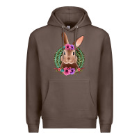 Coffee western leopard and flowers easter bunny Premium Hoodie - Jasminsmagicworld