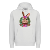 Dove Grey western leopard and flowers easter bunny Premium Hoodie - Jasminsmagicworld