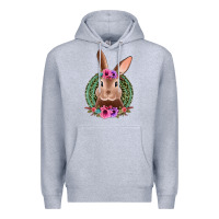 Heather Grey western leopard and flowers easter bunny Premium Hoodie - Jasminsmagicworld