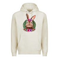 Oatmeal Heather western leopard and flowers easter bunny Premium Hoodie - Jasminsmagicworld