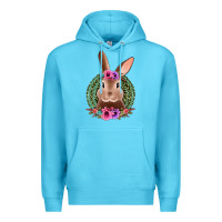 Ocean Blue western leopard and flowers easter bunny Premium Hoodie - Jasminsmagicworld