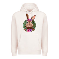 Pale Pink western leopard and flowers easter bunny Premium Hoodie - Jasminsmagicworld