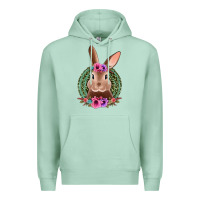 Seafoam western leopard and flowers easter bunny Premium Hoodie - Jasminsmagicworld