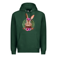 Sports Green western leopard and flowers easter bunny Premium Hoodie - Jasminsmagicworld
