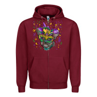 Mardi Gras Mask French Bulldog Zipper Hoodie | Teevron