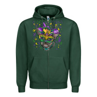 Sports Green Mardi gras mask french bulldog Zipper Hoodie - RanaPortraitStore