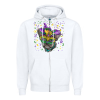 White Mardi gras mask french bulldog Zipper Hoodie - RanaPortraitStore