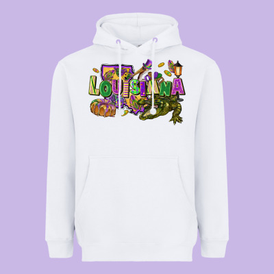 Louisiana Mardi Gras Heavyweight Hoodie Designed By Fadigitalartstudio