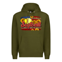 Army Green Western American Flag Softball Premium Hoodie - LillyAllenDesigns