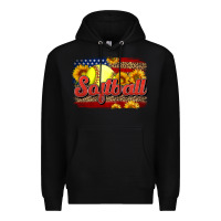 Black Western American Flag Softball Premium Hoodie - LillyAllenDesigns