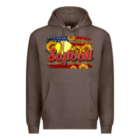 Coffee Western American Flag Softball Premium Hoodie - LillyAllenDesigns