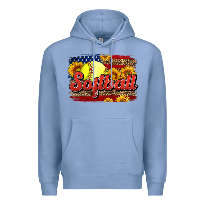 Western American Flag Softball Premium Hoodie by LillyAllenDesigns | Teevron