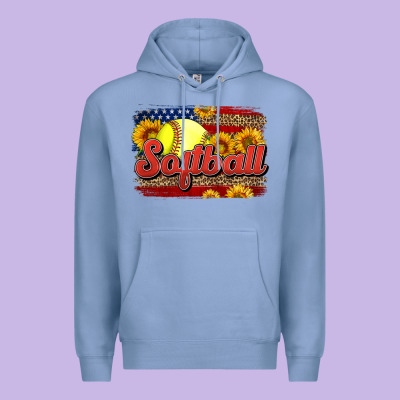 Western American Flag Softball Premium Hoodie Designed By Lillyallendesigns
