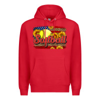 Red Western American Flag Softball Premium Hoodie - LillyAllenDesigns