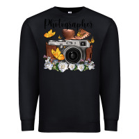 Black photographer floral butterfly film roll vintage camera Premium Sweatshirt - FaDigitalArtStudio