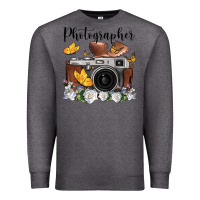 Charcoal Heather photographer floral butterfly film roll vintage camera Premium Sweatshirt - FaDigitalArtStudio