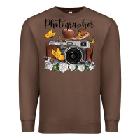 Chestnut photographer floral butterfly film roll vintage camera Premium Sweatshirt - FaDigitalArtStudio