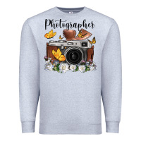 Heather Grey photographer floral butterfly film roll vintage camera Premium Sweatshirt - FaDigitalArtStudio