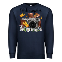 Navy photographer floral butterfly film roll vintage camera Premium Sweatshirt - FaDigitalArtStudio