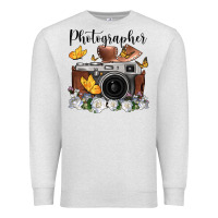 Oatmeal Heather photographer floral butterfly film roll vintage camera Premium Sweatshirt - FaDigitalArtStudio