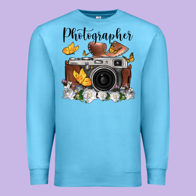 Photographer Floral Butterfly Film Roll Vintage Camera Premium Sweatshirt Designed By Fadigitalartstudio