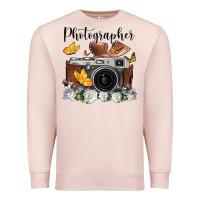 Pale Pink photographer floral butterfly film roll vintage camera Premium Sweatshirt - FaDigitalArtStudio