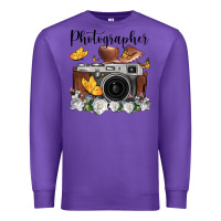 Purple photographer floral butterfly film roll vintage camera Premium Sweatshirt - FaDigitalArtStudio