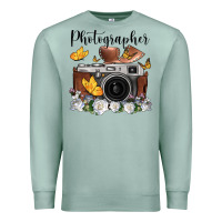 Seafoam photographer floral butterfly film roll vintage camera Premium Sweatshirt - FaDigitalArtStudio