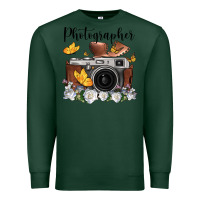 Sports Green photographer floral butterfly film roll vintage camera Premium Sweatshirt - FaDigitalArtStudio