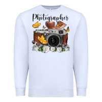 White photographer floral butterfly film roll vintage camera Premium Sweatshirt - FaDigitalArtStudio