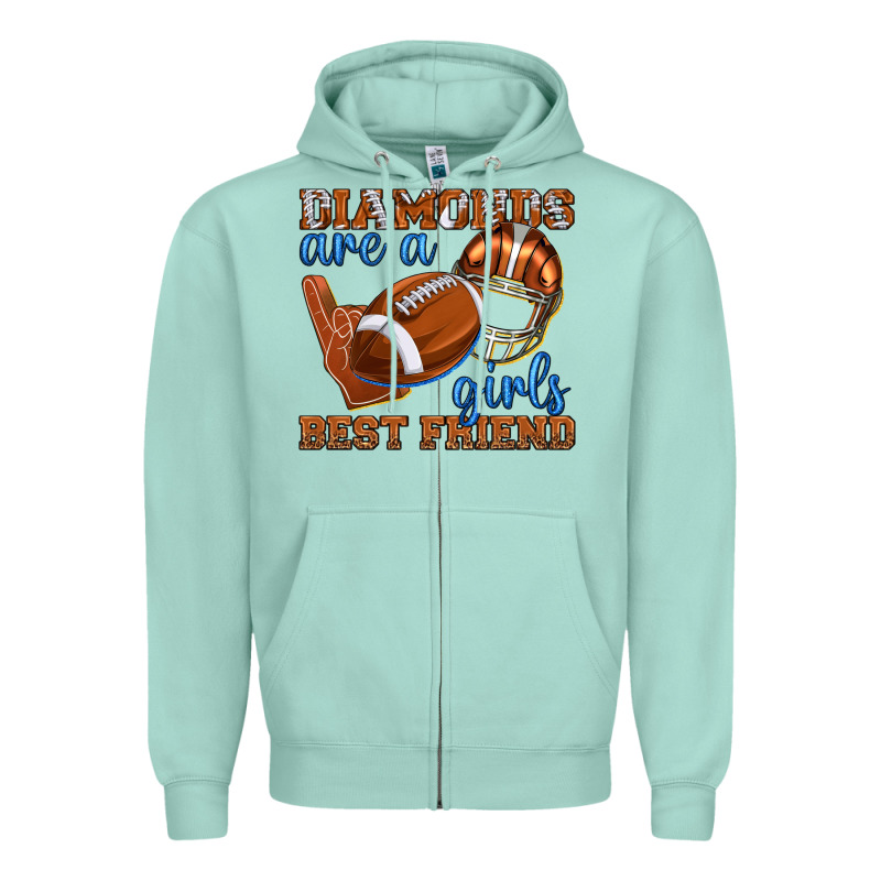 Diamonds Are A Girls Best Friend Football Zipper Hoodie by texasbilliewilder | Teevron