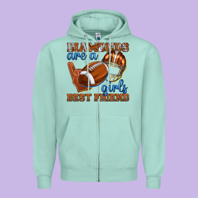 Diamonds Are A Girls Best Friend Football Zipper Hoodie Designed By Texasbilliewilder