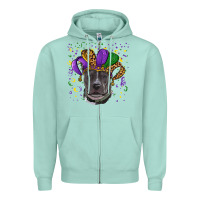 Mardi Gras Pitbull With Hat Zipper Hoodie | Teevron