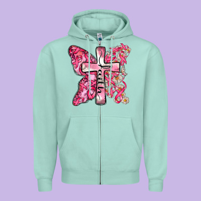Faith Cancer Cross Zipper Hoodie Designed By Zillion Design Studio