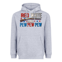Heather Grey Red white and pew pew pew Heavyweight Hoodie - CowGirlArtShop