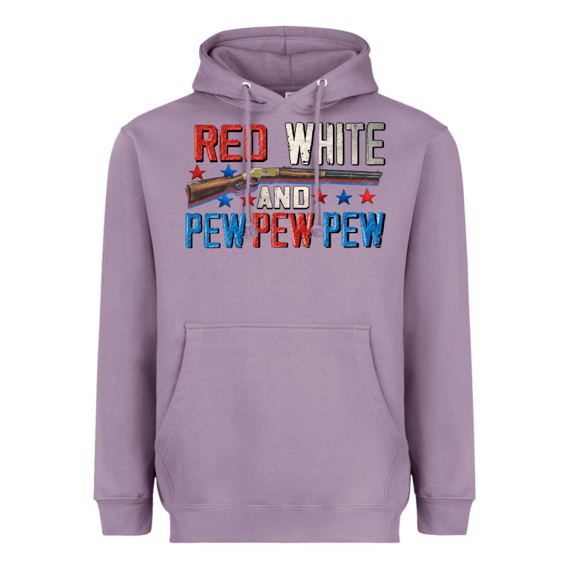 Red White And Pew Pew Pew Heavyweight Hoodie by CowGirlArtShop | Teevron