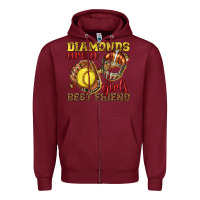 Burgundy diamonds are a girls best friend softball Zipper Hoodie - texasbilliewilder