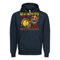 Navy diamonds are a girls best friend softball Zipper Hoodie - texasbilliewilder