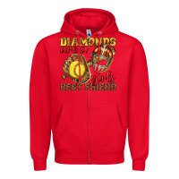 Red diamonds are a girls best friend softball Zipper Hoodie - texasbilliewilder