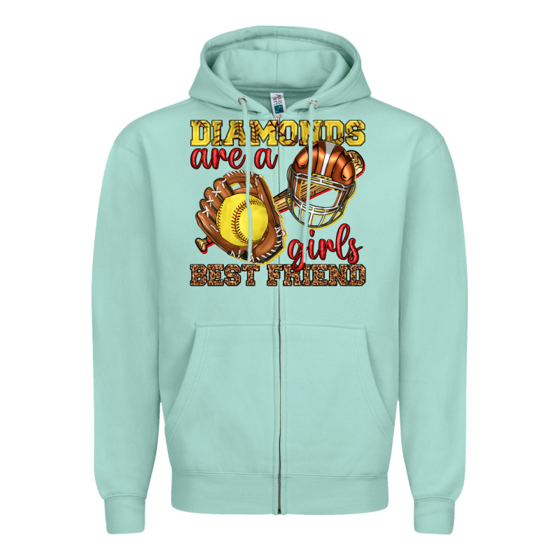 Diamonds Are A Girls Best Friend Softball Zipper Hoodie by texasbilliewilder | Teevron