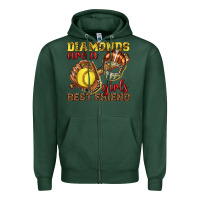 Sports Green diamonds are a girls best friend softball Zipper Hoodie - texasbilliewilder