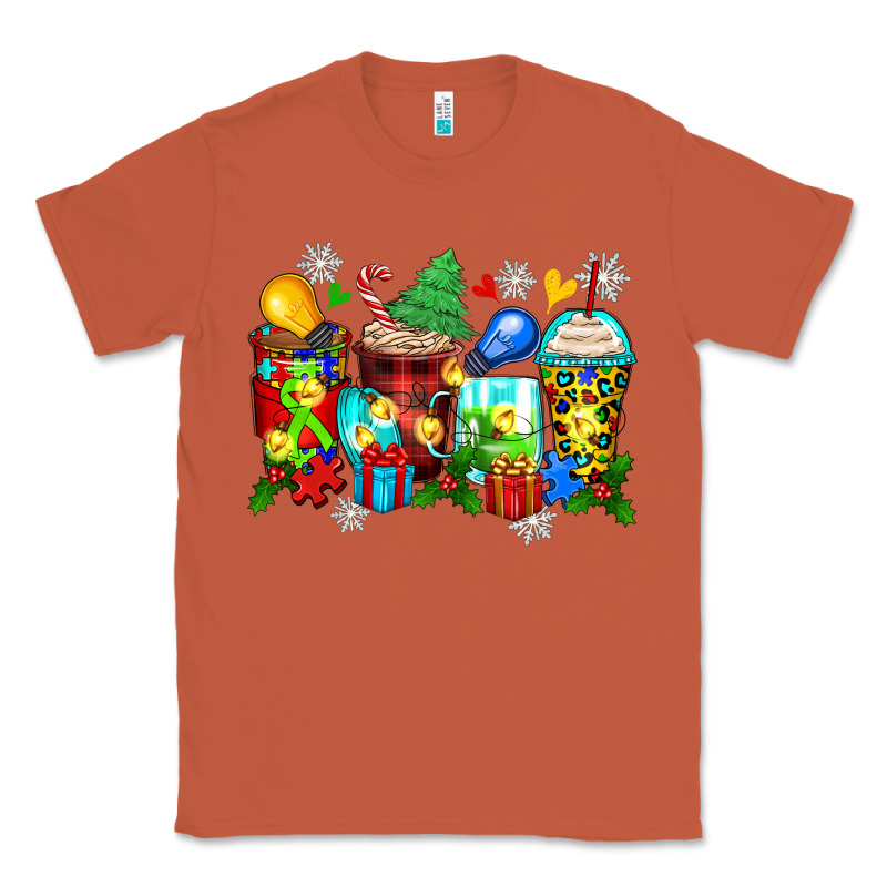Autism Christmas Coffee Cups Classic Tee by Zillion Design Studio | Teevron