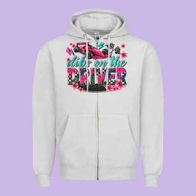 Dibs On The Driver Zipper Hoodie Designed By Texasbilliewilder