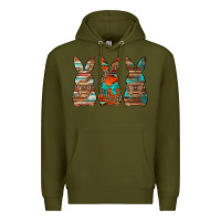 Army Green western easter bunnies Premium Hoodie - Jasminsmagicworld