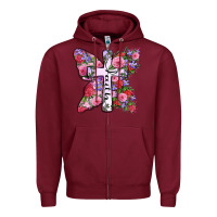Burgundy faith butterfly cross Zipper Hoodie - Zillion Design Studio