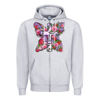 Heather Grey faith butterfly cross Zipper Hoodie - Zillion Design Studio